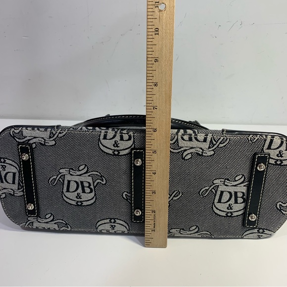 Dooney & Bourke Grey Donegal Crest Domed Satchel Black Leather Double Handles - Picture 15 of 16